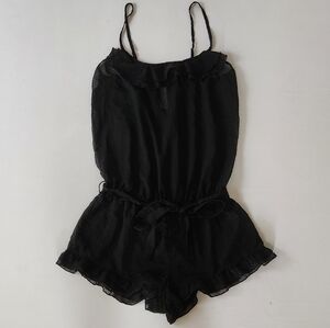 Forever 21 Black Ruffled Intimate Romper